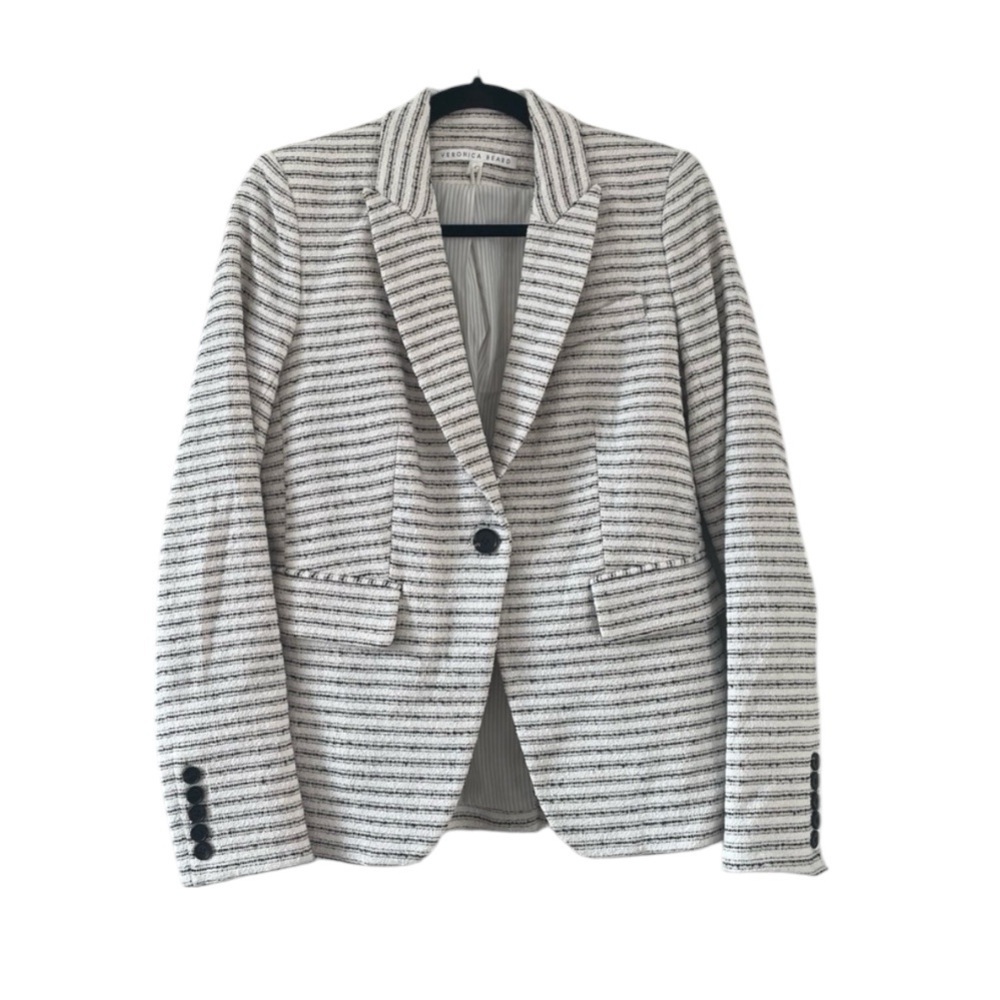 Veronica Beard Black and White Striped Blazer